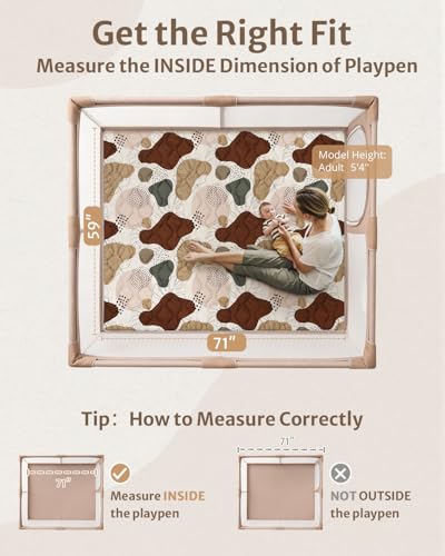 Blissful Diary Baby Play Mats for Floor, 71x59 Inch Extra Thicker & Large Soft Cushioning Foam Playmats for Babies and Toddlers, Foldable Washable Baby Crawling Mat for Playpen, Boho Design - color: Boho, size: 71" X 59"