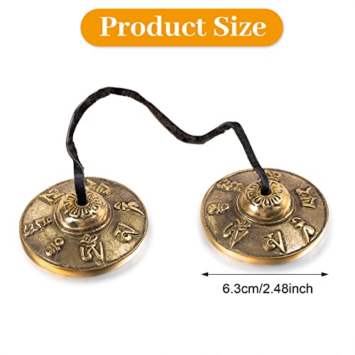 Boao Tingsha Meditation Bell with Bag,Om Mane Padme Hum Symbols Embossed - color: Om Mane Padme Hum Symbols Embossed