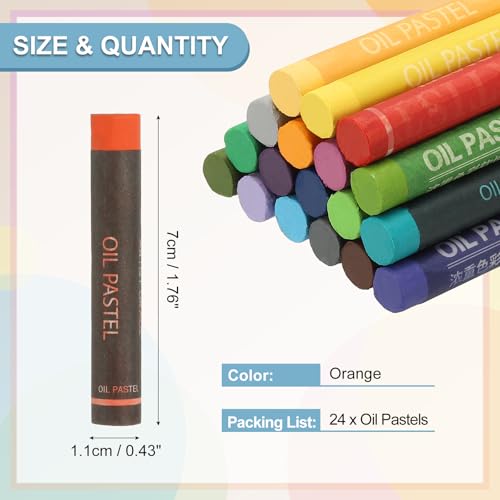 PATIKIL Orange Oil Pastels, 24Pcs Soft Oil Crayons Creamy Pastels Stick Art Supplies for Art Painting Drawing Blending Graffiti for Drawing Beginners Artists - color: Orange