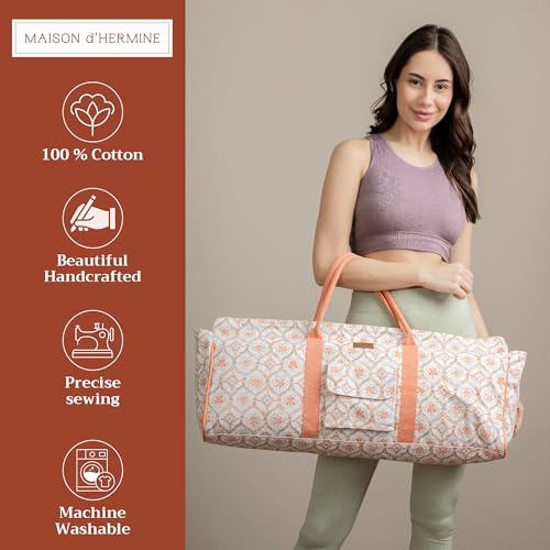 Maison d' Hermine Yoga Mat Duffle Bag Gym Tote Yoga Mat Carry Bag | Cylindrical bag for Woman Men Gifts Adjustable shoulder straps with Drawstring Water Bottle Pocket and zipper pocket - color: Fair Isle, style: Yoga Mat Tote