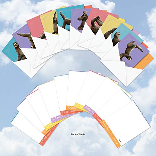 The Best Card Company - 20 Blank Yoga Animal Cards (4 x 5.12 Inch) - All Occasion Set (10 Designs, 2 Each) - Sloth Yoga AMQ6255OCB-B2x10 - style: Sloth Yoga