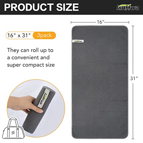 KinHwa Gym Towels - Absorbent Wicking Workout Towels, Quick Dry & Compact, Ideal for Yoga, Fitness, Treadmill or Indoor Bike - color: Blue+gray+brown, size: 16"x31"
