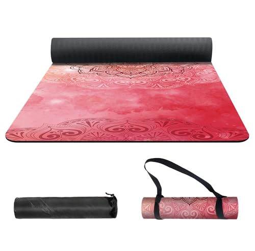 nuveti Yoga Mat Print Extra Thick TPE Non Slip Fitness Exercise Mat with Carrying Bag,72"x24" Extra Thick 6MM Exercise & Workout Mat for Yoga, Pilates Fitness and Floor Exercises - color: ManTuoLuo1