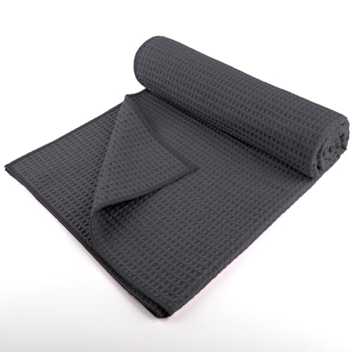 HOMEXCEL 2PK Yoga Mat Towels for Hot Workout, Ultra-Absorbent, 26.5" x 72" - color: Grey