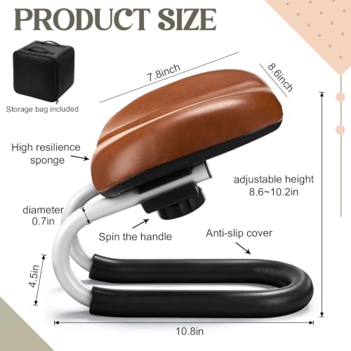 SiliFine Meditation Bench with Carrying Bag, 3 Level Adjustable Metal Meditation Stool, Non-Slip Prayer Kneeling Stool with Cushion, Ergonomic Prayer Chair for Meditations Yoga(Brown) - color: Brown