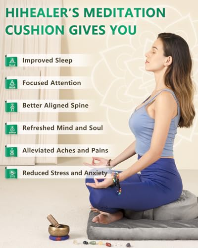 Hihealer Meditation Cushion, Traditional Tibetan Velvet Meditation Pillow - color: Gray-c