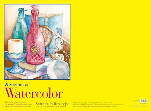 Strathmore 300 Series Watercolor Paper Pad for Painting and Art, Coldpress, 22 x 30 inches, 8 Sheets