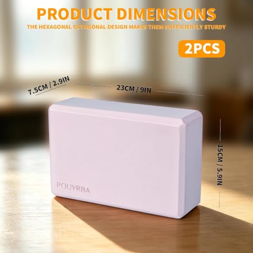 2-Pack Yoga Blocks, High-Density 9"x6"x3" Yoga Brick Foam Blocks, Non-Slip Exercise Blocks for Yoga, Pilates, Stretching and Meditation – Lightweight Yoga Props for Home Gym & Studio - color: Taro Purple