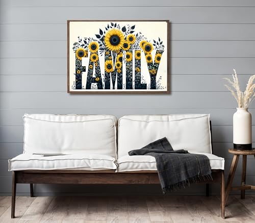 5D Diamond Painting Kits for Adults, Family Sunflower Diamond Art Kits | DIY Full Drill Diamond Dot Gem Painting for Home Wall Decor 12x16inch - color: KM60-1