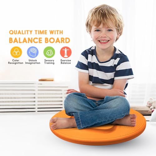 Kids Maze Balance Board - Wobble Trainer for Ski Surf Snowboard, Non-Slip Sensory Rocker Ages 3-12, Core Therapy & Skate Prep - color: Orange