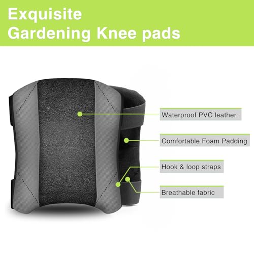 2 Pack Garden Knee Pads for Men Women, Lightweight Waterproof KneePads for Gardening, Anti Slip Leather Foam Padding Kneeling Pads for Flooring and Carpet Cleaning, House work, Gardening Maintain, Knee Protector,Gray - color: Gray, size: 2 Pair