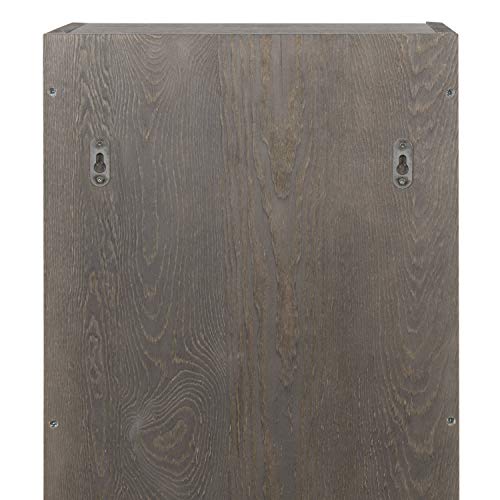 MyGift Yoga Mat Holder with Shelf, Wall Mounted 3 Tier Foam Roller Exercise Mat Storage Rack, Gray Wood Wall Organizer for Home Gym