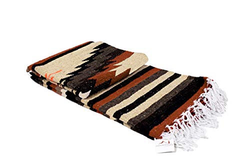 Open Road Goods Handwoven Mexican Diamond Blanket, Throw, or Yoga Bolster - Southwestern Style Blanket - Brown - color: Brown Blanket
