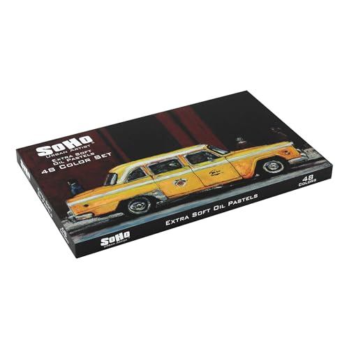 Soho Urban Artist Oil Pastels 52pc Set - Extra Soft, Blendable, Highly Pigmented and Vibrant, Ideal for Artists & Professionals - Suitable for Drawing, Sketching, Layering, and Scraping - size: 52 Count (Pack of 1)