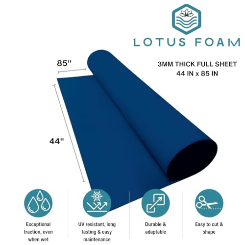 LotusFoam EVA Foam Sheet 3mm – 44"x 85" Craft Foam for Cosplay, Costumes & DIY, High Density 130 kg/m3, Heat Shapeable, Paintable, 35 Colors (Deep Blue) - Deep Blue - color: Deep Blue