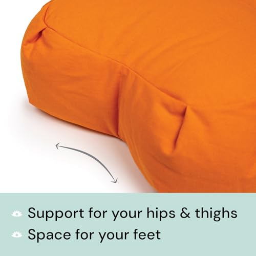 Meditation Cushion (Burgundy) Crescent, Buckwheat Husk Filled, Floor Pillow or Cushions, Yoga Seat, Zafu, Made in The USA - color: Burgundy