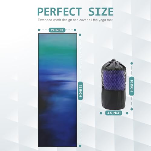 Eunzel Hot Yoga Mat Towel with Grip Dots, Printed Design 72" x 24" | Grip Dot Non Slip, Printed Microfiber Design, Sweat Absorbent, Hot Yoga & Pilate - color: Oceanic Melt