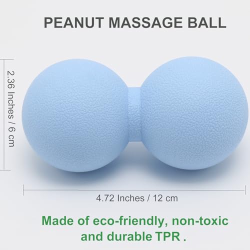 Hard Peanut Massage Ball, Double Lacrosse Massage Ball. Deep Tissue Massage Roller Mobility Ball for Physical Therapy Myofascial Release Muscle Relaxer Acupoint Massage (Blue) | Mobility Massager Tool for Deep Tissue Physical Therapy Myofascial Release Tr