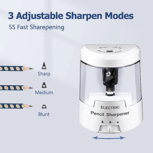 Electric Pencil Sharpener, Battery (Not Included) USB Powered, Portable for NO.2 Pencils, Automatic and Durable with 3 Sharpness Options - Classroom, Home, Office White - color: Creamy
