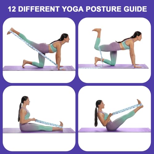 Elastic Yoga Stretching Strap with Loops, CEILIWEN Stretch Straps for Physical Therapy, Pilates Stretch Band, Elastic Exercise Bands, Leg Stretching Strap, Stretch Resistance Bands for Exercise - color: 12 Loops - 2 PCS