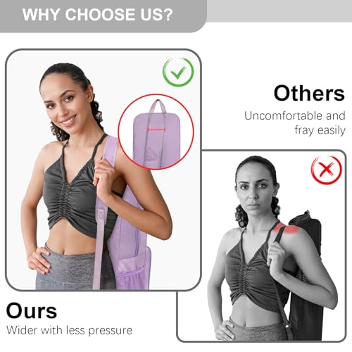 Yoga Mat Bag Carrier with Mesh & Zipper Pockets - color: Purple