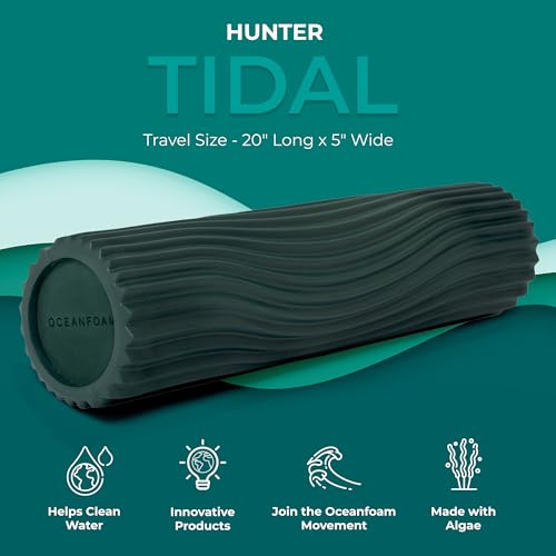 Oceanfoam Tidal Roller - Hunter - Muscle Massage Foam Roller for Back Pain & Stretching - Firm and Ergonomic Wide Wave Textured - Yoga, Athletics, & Wellness - Full Size, 20" x 5" - color: Hunter