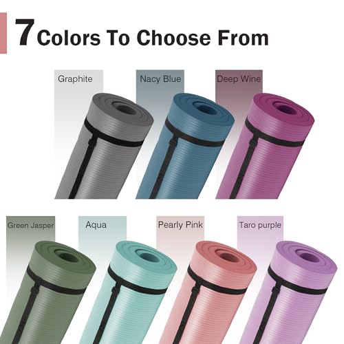 BalanceFrom 1-inch Thick 71x24 Inches Extra Thick Exercise Yoga Mat - color: Pinkish