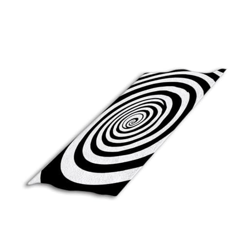 Abstract Geometric Radial Line Black Beach Towel Spiral Hypnosis Theme Circle Swirl Face Towels Suit Travel Sports Pool Swimming Bath Camping Spa Gym Yoga,15x30 Inch - color: Radial Line Black