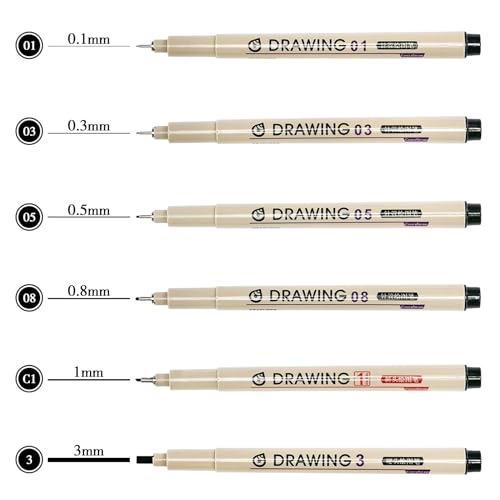 Micro Fineliner Pens, 6 Pack Micro Pen Set Black, Technical Drawing Pens for Artist No Bleed Calligraphy Pens, Archival Ink Brush Pen Art Pens for Journaling, Illustration, Sketching, Anime - color: 6