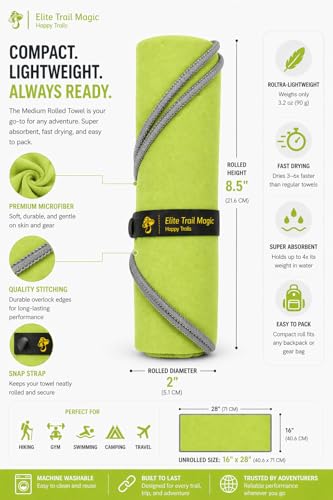 Backpacking Ultralight Quick Dry Microfiber Soft Fast Drying Hand and Face Towel Wash Cloth Camping Yoga Hiking Active Lifestyle (Lime, Medium 16x28) - color: Lime, size: Medium