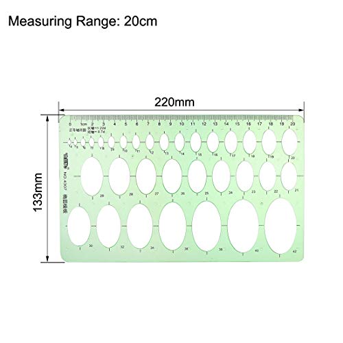 uxcell Geometric Drawing Template Oval Style Measuring Ruler 20cm for Drawing Engineering Drafting Building Office Supplies