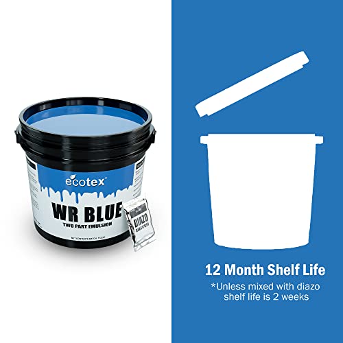 Ecotex® WR Blue Screen Printing Emulsion (Quart - 32oz.) Diazo Required Photo Emulsion for Silk Screens and Fabric - for Screen Printing Water Based Ink, Water Resistant Screen Printing Supplies - size: 32 fl oz