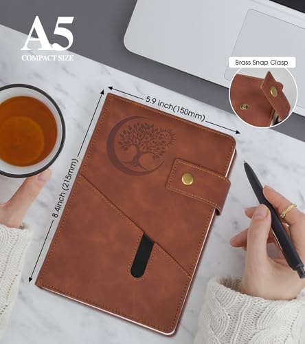 PAIBAS Lined Journal Notebook for Men, A5 Leather Journals for Writing Women, Hardcover Notebooks for Work,School,Note Taking,Travel,Business,Personal daily Diary,200 Page College Ruled (5.9" x 8.4") - color: Dark Brown, size: Lined Page