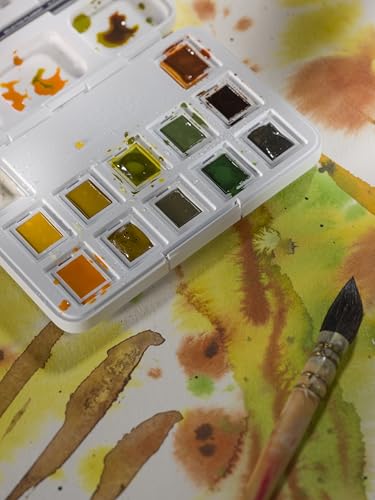 Van Gogh Watercolor Paint Set, Plastic Pocketbox, 12-Half Pan Shades of Nature Selection - color: 12 Nature (Plastic Pocketbox), style: Half Pan