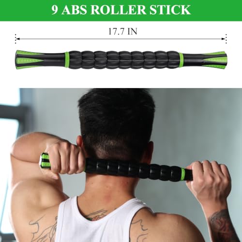 Muscle Roller Deep Tissue Massage Stick Cellulite Roller Fascia Blaster Lymphatic Drainage Massager for Muscle Soreness Tightness Physical Therapy(Green Black) - color: Green Black