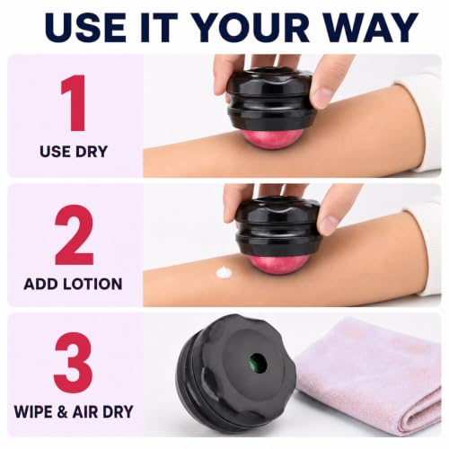 Manual Massage Ball Roller for Neck, Shoulder & Foot Pain - Pink Handheld Self Massage Tool for Essential Oils & Lotion - color: Pink