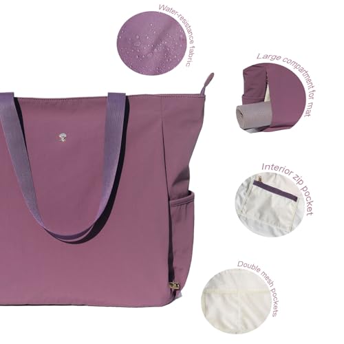 ESVAN Yoga Mat Bag Yoga Tote Carrier Shoulder Bag Carryall Tote for Office,Yoga,Pilates,Travel,Beach and Gym - color: Aa Blue Purple