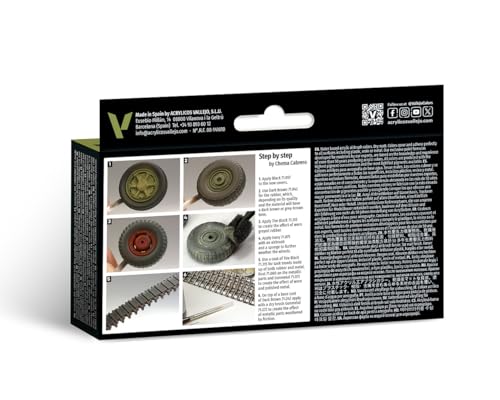 Vallejo - Wheels & Tracks Colors Acrylic Paint Set | Model Air | AFV Color Series Precise Kit for Historical Reenactments with Artist-Quality Pigments | 6 Bottles x 17 ml (0.57 fl.oz.) - style: Wheels & Tracks Colors