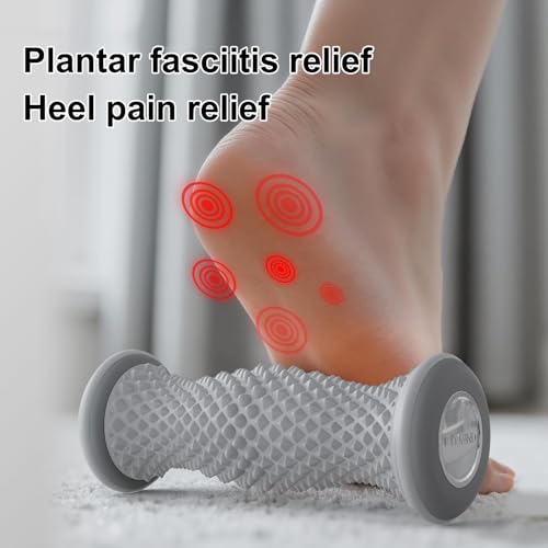 Foot Roller Massager for Plantar Fasciitis Relief, Portable Silent Deep Tissue Massager Tool for Arch and Heel Pain-Grey - color: Grey