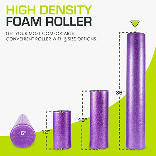 ProsourceFit High Density Foam Rollers 36 - inches long,Firm Full Body Athletic Massage Tool for Back Stretching, Yoga, Pilates, Post Workout Muscle Recuperation, Purple - color: Purple, size: 36"H x 6"D