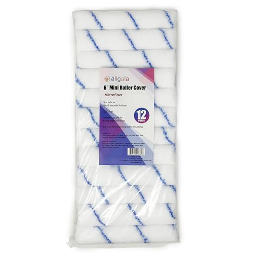 Allgala 6" Mini 3/8" Nap Shedless Microfiber Paint Roller Cover for Door Trim Furniture Cabinets - 12 Pack - TH10380 - size: 6" Micro (Pack of 12)