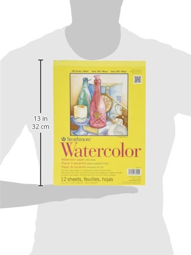 Strathmore 300 Series Tape Bound Watercolor Pad, 140 lb. Cold Press, 9 X 12 inches, White, 12 Sheets (360-109) - size: 9x12, style: Tape Binding