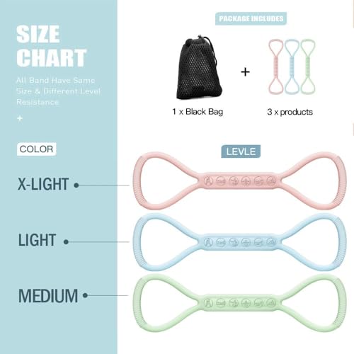 2026 Upgraded Figure 8 Resistance Band for Physical Therapy, Shoulder Back Arm Exercise Bands, 3 Resistance Levels for 15 25 35lb for Kids Adult Elderly - color: 15LB+25LB+35LB