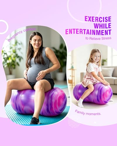 ZOOJOY Peanut Ball for Kids and Adults | 18/20Inch Anti-Burst Exercise Ball - color: Pink & Purple, size: 39 x 20 Inch