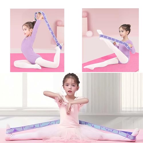 2pcs Stretch Strap for Kids,Elastic Yoga Stretching Strap with Loops, Multi-Loop Adjustable Exercise Stretching Bands,Stretching Resistance Ballet Bands for Dance, Latin, Gymnastics Exercis -8Loops