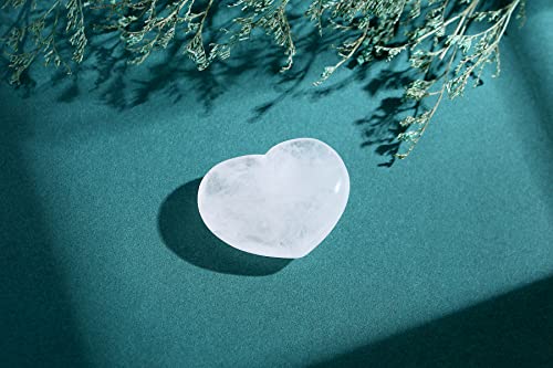 QINJIEJIE 1.8" Large Heart Stone Clear Quartz Crystals Healing Pocket Stone - color: Z - 1.8" Large - Clear Quartz Crystals