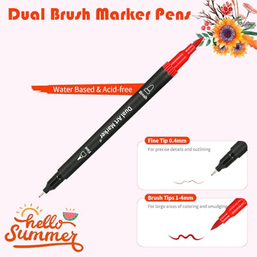 72 Markers For Adult Coloring Books, Dual Brush Marker Pens, Fine Tip Color Markers For Drawing Art Supplies Kit And School Supplies