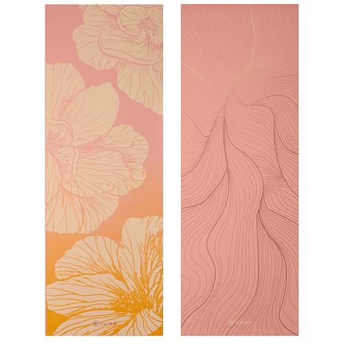 Gaiam Yoga Mat - Premium 6mm Print Reversible Extra Thick Non Slip Exercise & Fitness Mat for All Types of Yoga, Pilates & Floor Workouts (68" x 24" x 6mm Thick) - color: Dahlia Grains