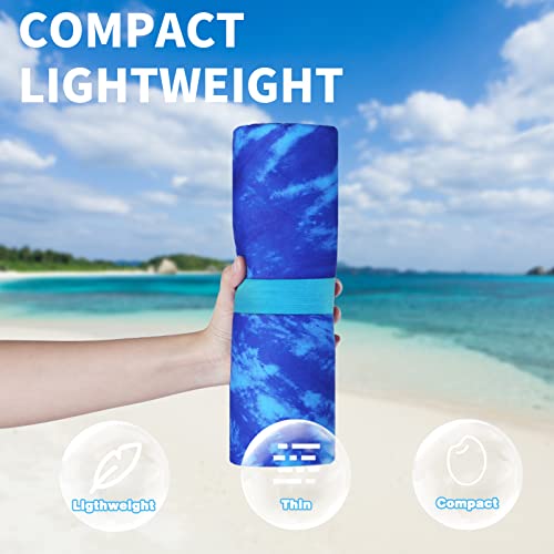 Microfiber Beach Towel Oversized 71x32, Thin, Blue with Bag 2 Pack | Lightweight Sand Free Absorbent Quick Dry Compact Extra Large for Adult Travel Camping Pool Swim Bath Cruise Essentials Gift - color: 2 Pack Tie Dye Turtle