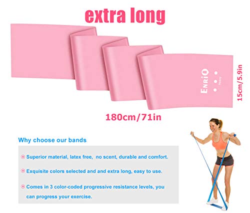 6 ft. Long Resistance Bands Set of 3, Premium Non-Latex Elastic Exercise Bands Exercise Stretch Bands for Any Exercise Physical Therapy, Yoga, Home,Outdoor, Gym Women Men